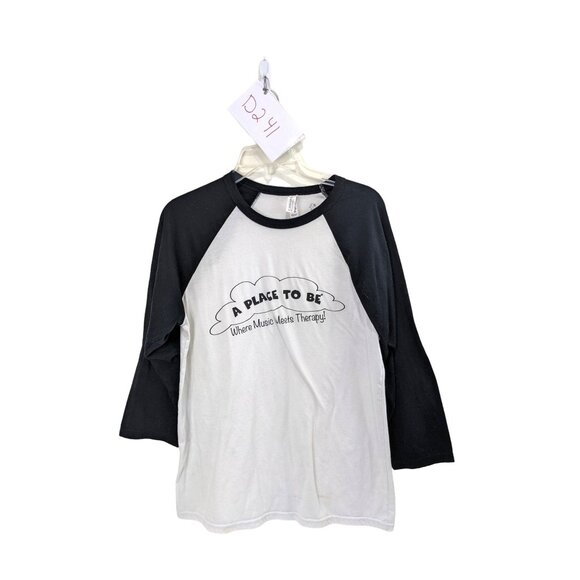 Large Long Sleeve White/Black Polyester/Cotton T-Shirt 45i - Picture 7 of 7